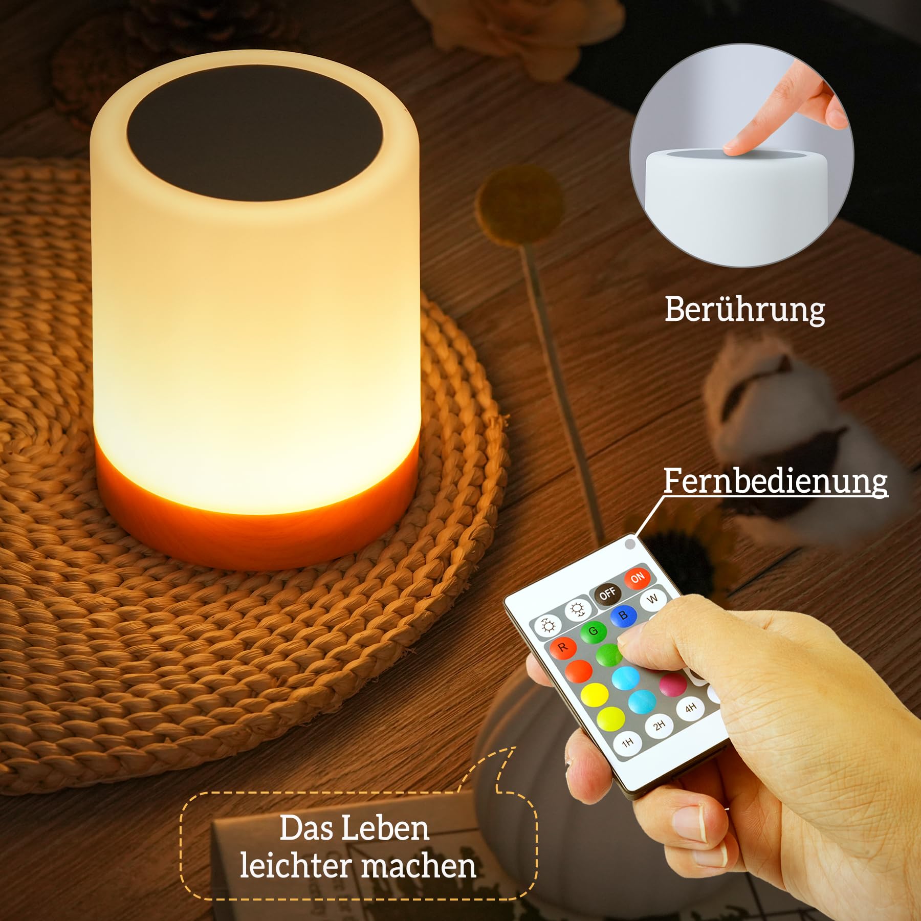 Bonsery Set van 2 led-bedlampjes met afstandsbediening, 3000 mAh