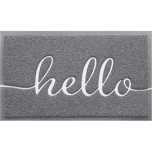 BeneathYourFeet Door Mat (30"x17.5",Grey), Welcome Mat Low Profile Floor Mat Front Doormat Indoor Outdoor Door Non Slip Rugs for Entryway, Patio, High Traffic Areas