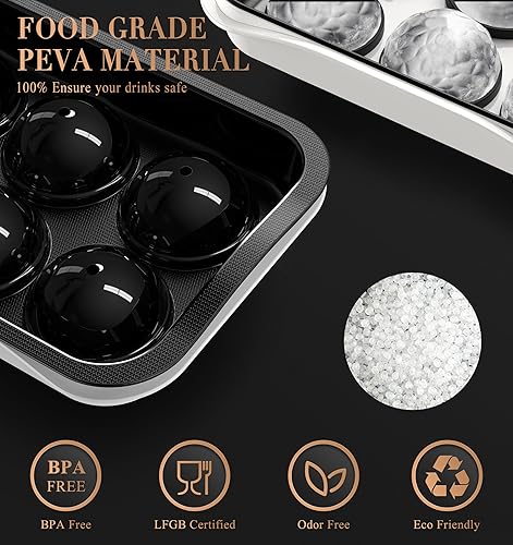 Miniatura 6 de ICEXXP Máquina de bolas de hielo de whisky relleno sin embudo y fácil liberación bandejas redondas grandes de cubitos de hielo de 22 pulgadas con