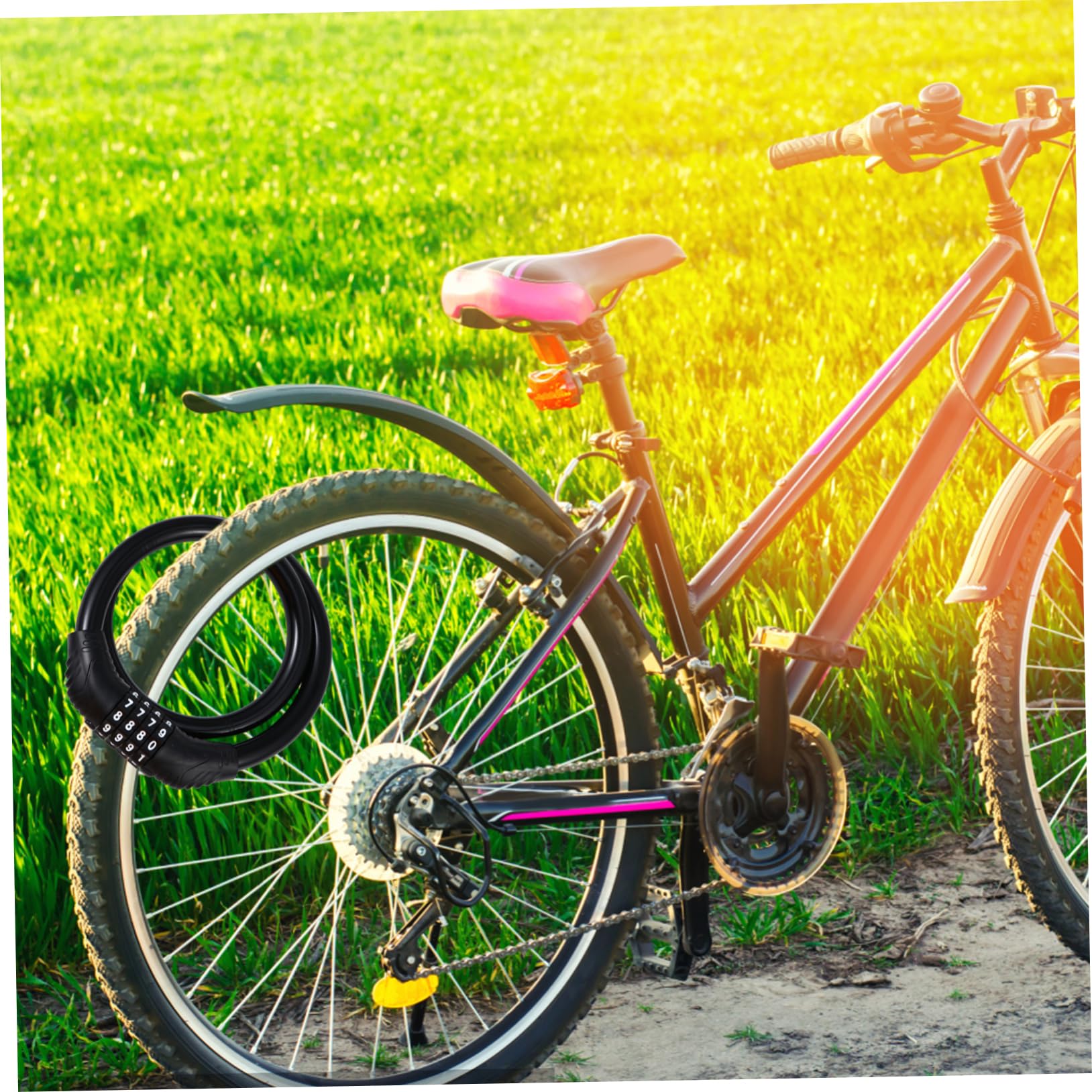 BESPORTBLE 2pcs Bike Lock Chain Lock Security Flexible Bendable Materials Simple Stylish Design Random Color