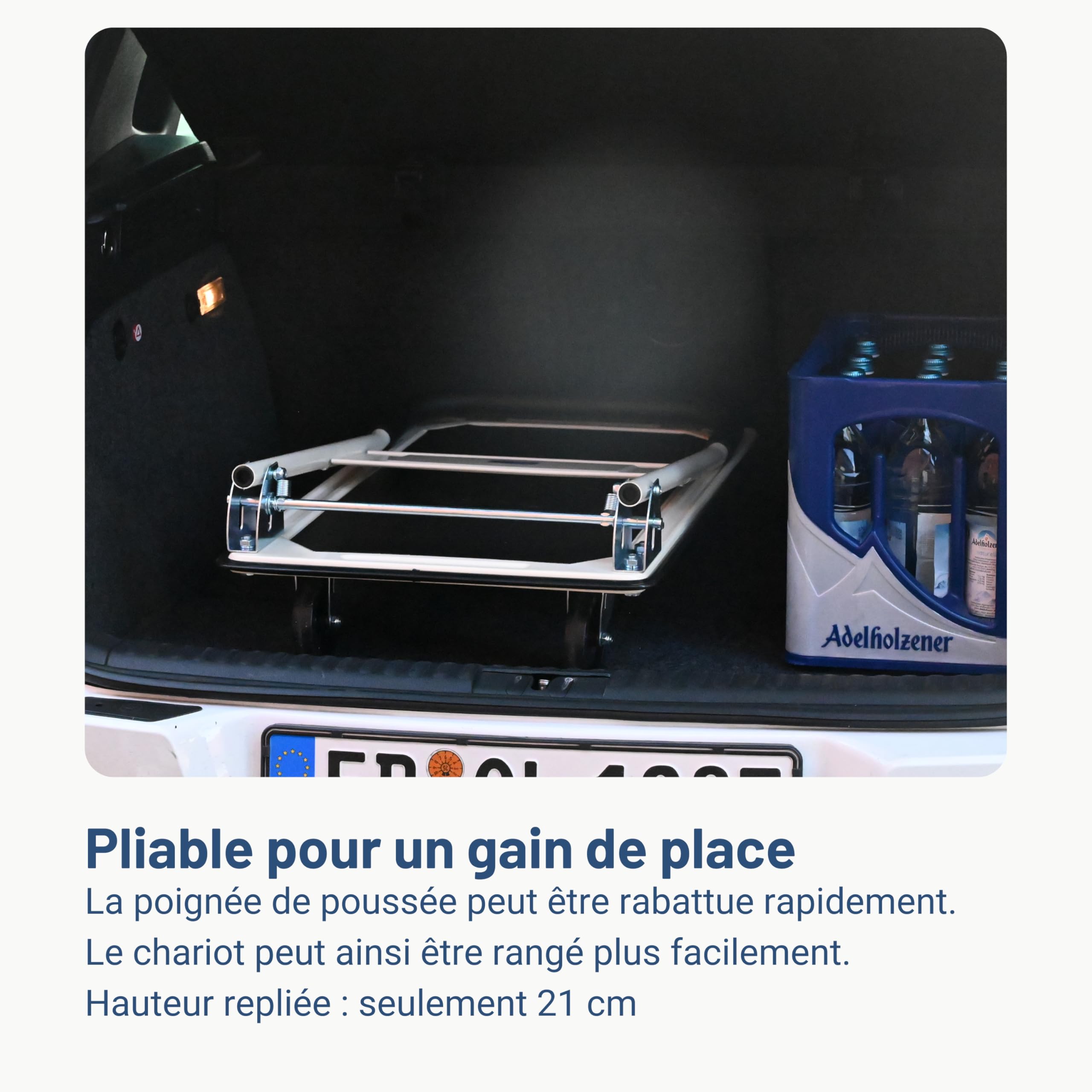 Pallit Chariot Pliable 150 kg Carry - Chariot de Transport en Acier | Plateforme antidérapante 700 x 440 mm, roues TPE pivotantes, chariot plateforme compact idéal pour déménagement et atelier