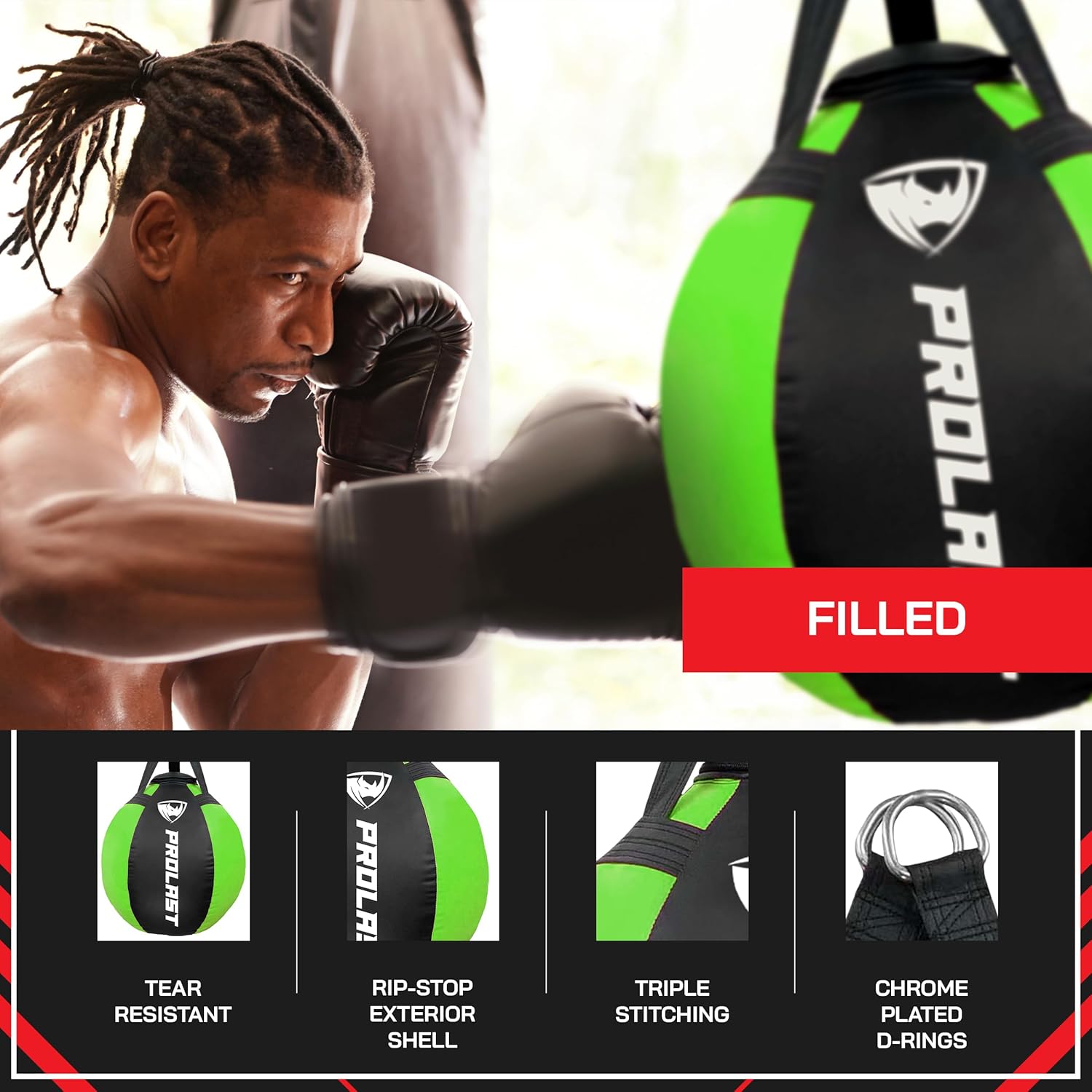 PROLAST Wrecking Ball Heavy Punching Bag for Adults, Hook and Uppercut, Body Snatcher, Boxing, MMA, Muay Thai Training Equipment, Filled