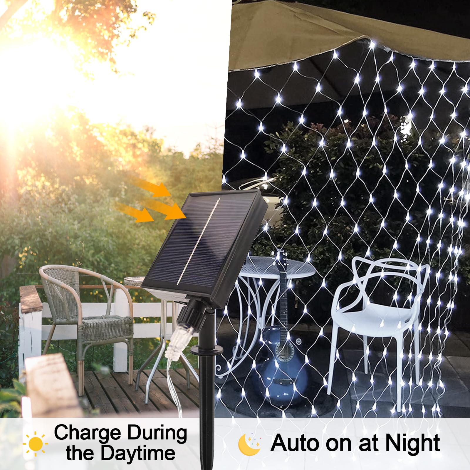 LED Solare Catene Luminose, 2x3M Decorazione di rete Luci