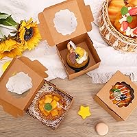 Vista 5 de TOMNK 100 cajas pequeñas de galletas de 4 x 4 x 2.5 pulgadas, mini cajas de postre con ventana para cupcakes, macarrones, chocolate, fresas