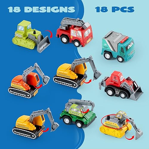 Miniatura 2 de Juego de 18 piezas de auto con tracción en varios modelos de camión auto de carreras alimentado por fricción para niños pequeños niños y niñas