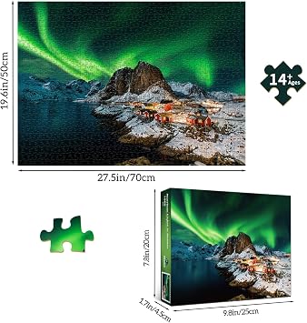 HUADADA Jigsaw Puzzles for Adults 1000 Piece Jigsaws Puzzles for Adults,Jigsaw Puzzle 1000 Pieces for Adult Challenging Puzzle Games .Northern Lights in Norway