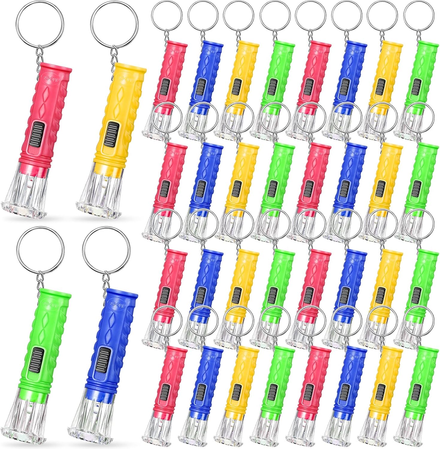 Jexine 50 Pcs Mini Flashlight Keychains Bulk with Lanyard Portable Plastic LED Key Chains Flashlights Small for Night Reading Emergency Hurricane Camping Hiking Party Favors(Multicolor,Simple)