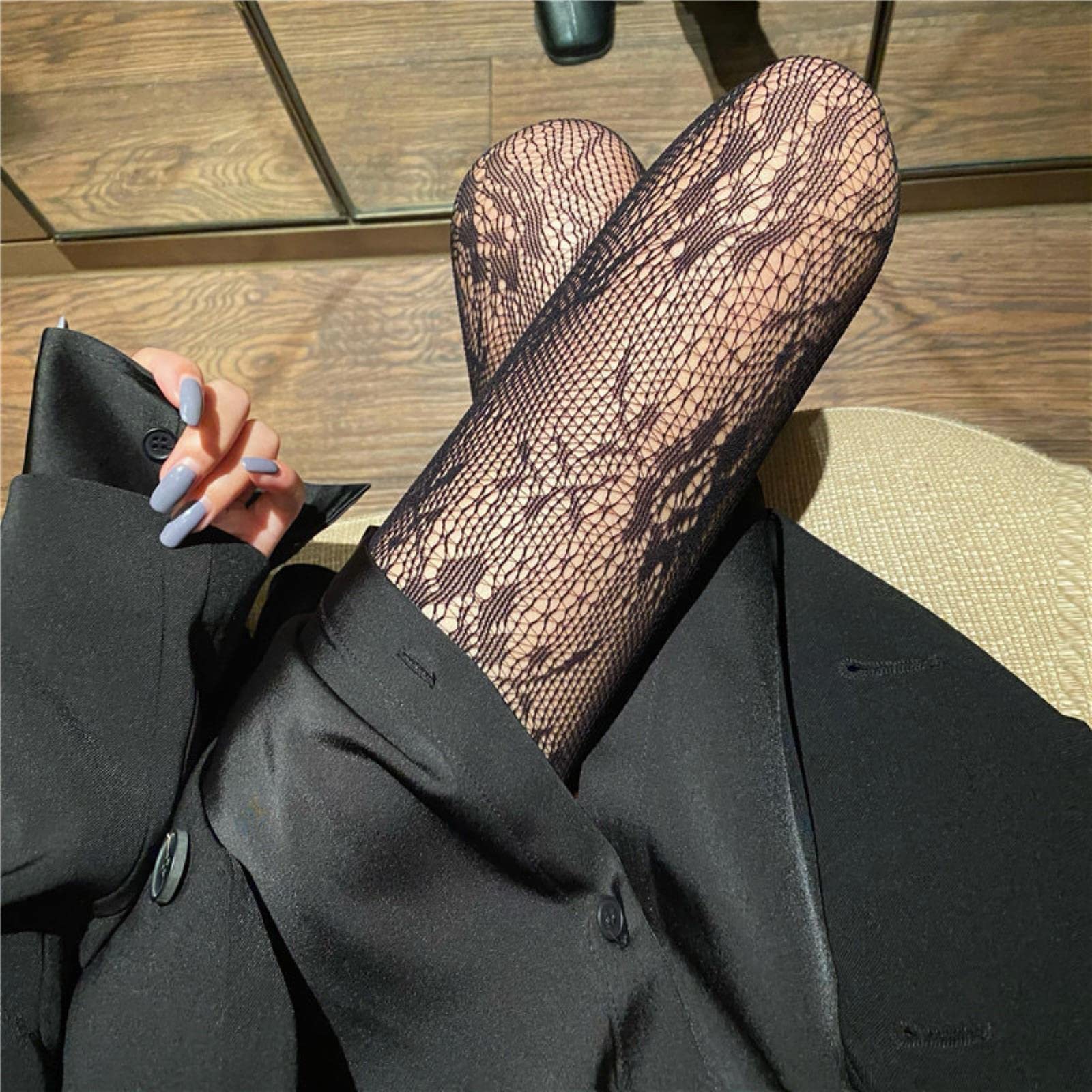 Calze Sexy Collant Sexy Collant a Rete da Donna Calze di Pizzo Cave Nylon Elasticizzato Calze a Rete Strette Calze da Donna Classiche retrò (Farfalla Nera Taglia Unica)