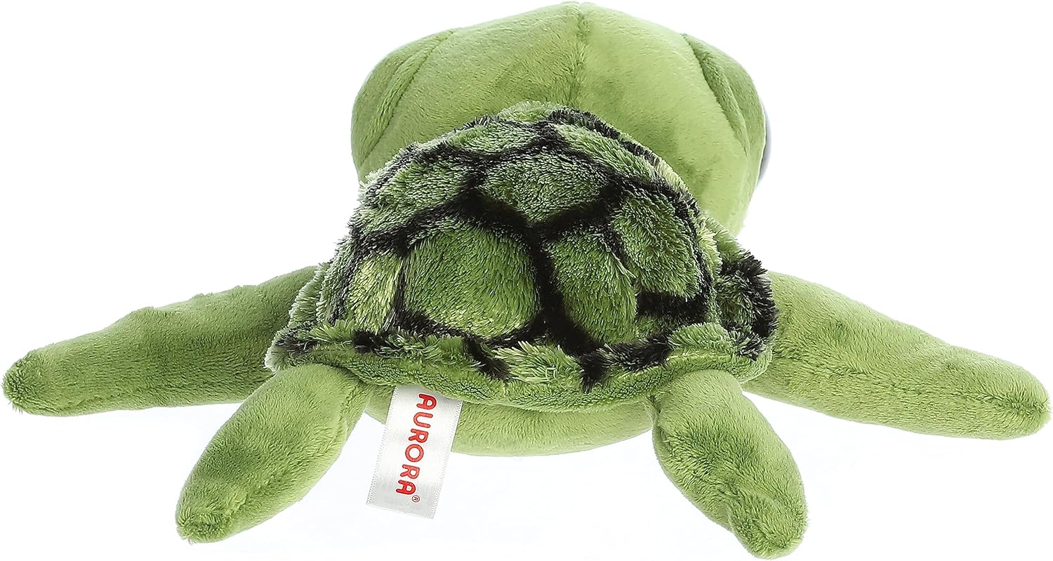 Aurora® Enchanting Dreamy Eyes™ Slide Sea Turtle Stuffed Animal - Captivating Gaze - Aesthetic Appeal - Green 11 Inches