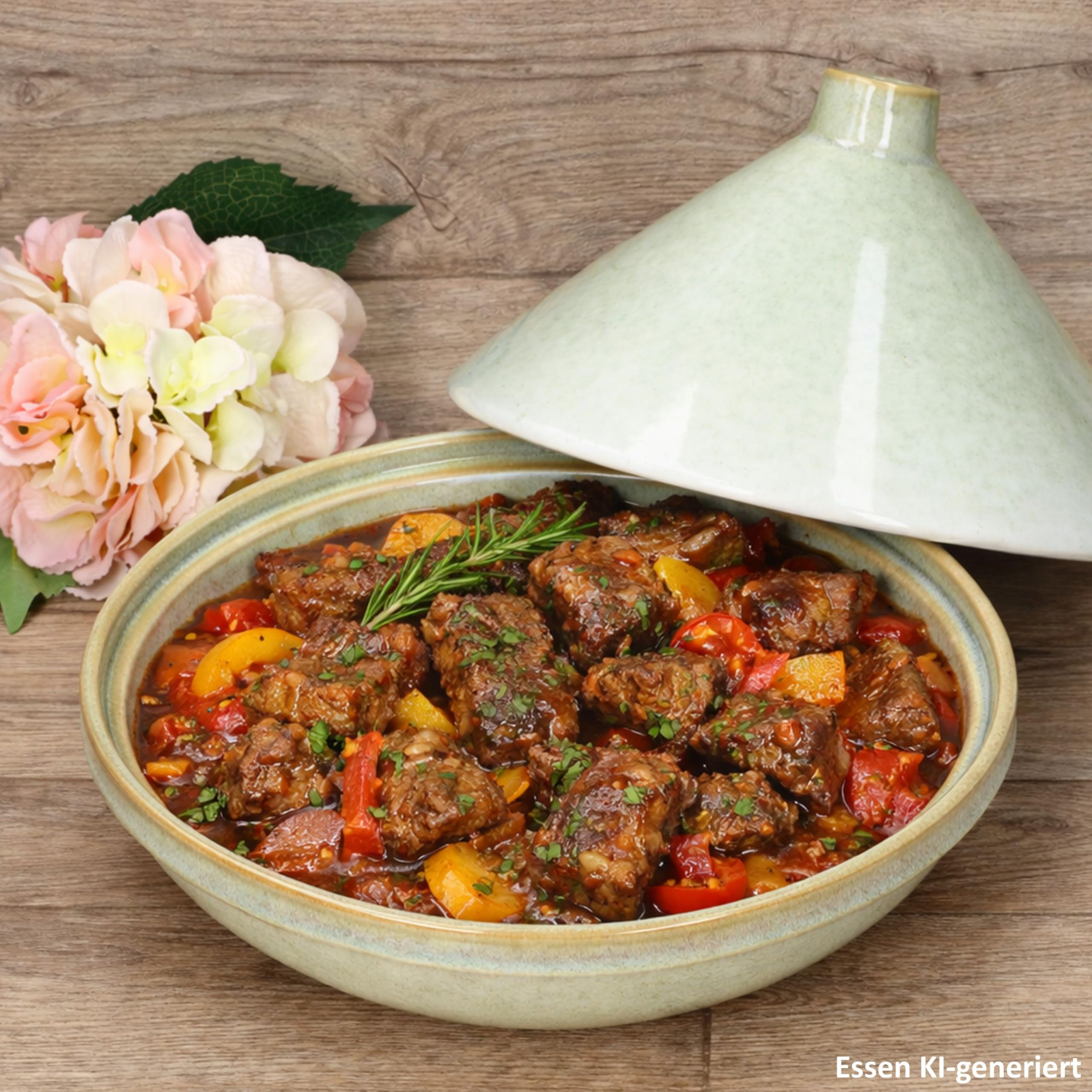 MamboCat Tajine aus Steingut hellgrün I orientalische Schmorform mit Deckel I mediterrane Servier- & Ofenform Schmorgerichte I Schale mit Deckel