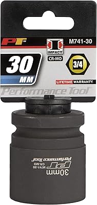 Performance Tool M741-30 Drop Forged Chrome Molybdenum Steel Socket Set - Comprehensive 30-Piece SAE and Metric Kit for Automotive and Home Repairs