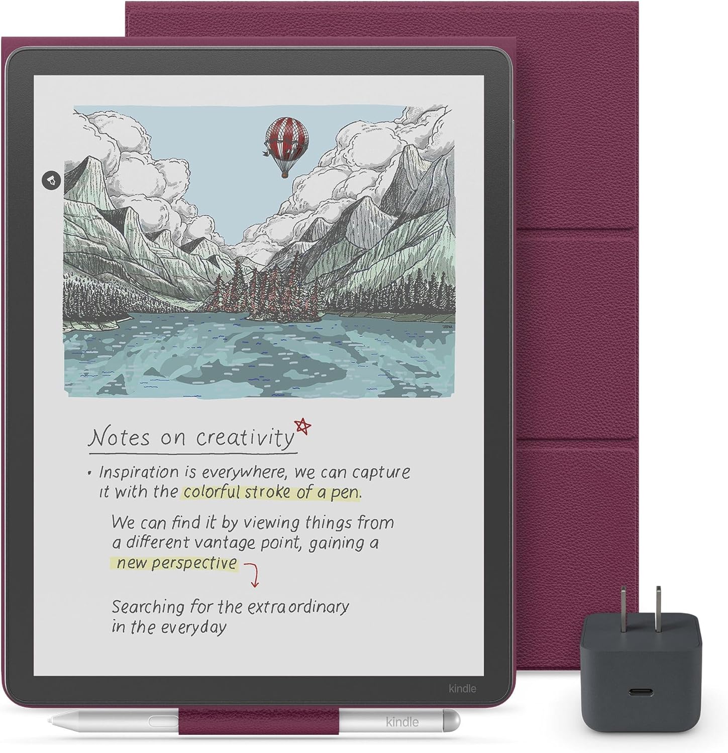 New Amazon Kindle Scribe Essentials Bundle - New Amazon Kindle Scribe Colorsoft (32GB) - Graphite, Premium Pen, Premium Leather Folio Cover-Graphite, Power Adapter