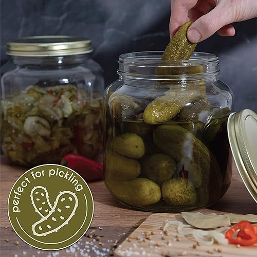 Miniatura 4 de kitchentoolz Tarro Mason de medio galón de boca ancha con tapa de metal hermética, seguro para fermentar kéfir de kombucha, curar decapado,