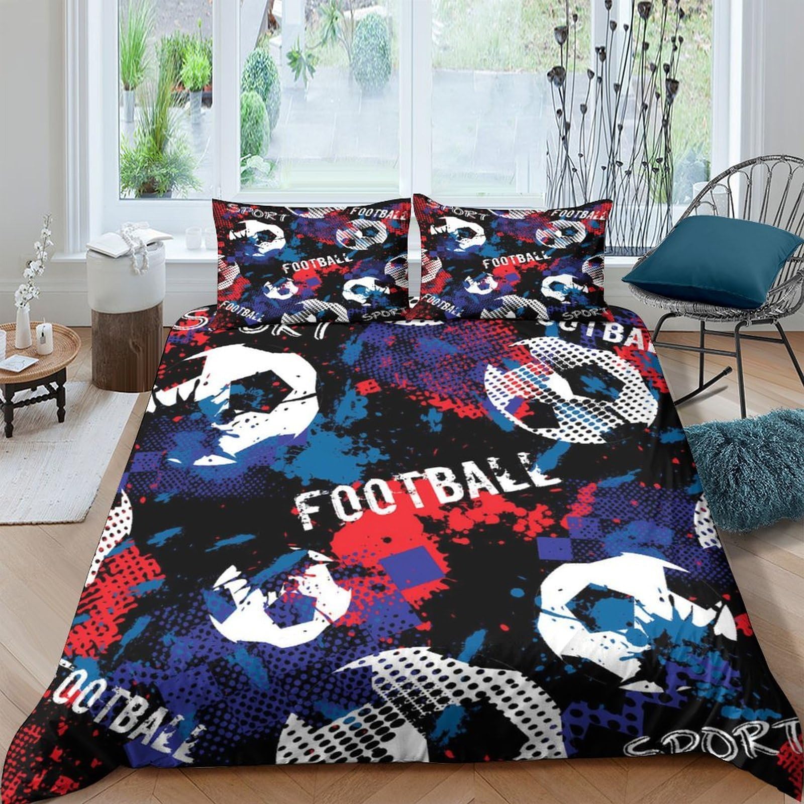 Ctjqhvkz Style-5 3D Printed Football Pattern Fitted Sheet Microfiber Soft Washable Graffiti Bed Cover For Bedroom Dorm Decor Single（135X200cm）