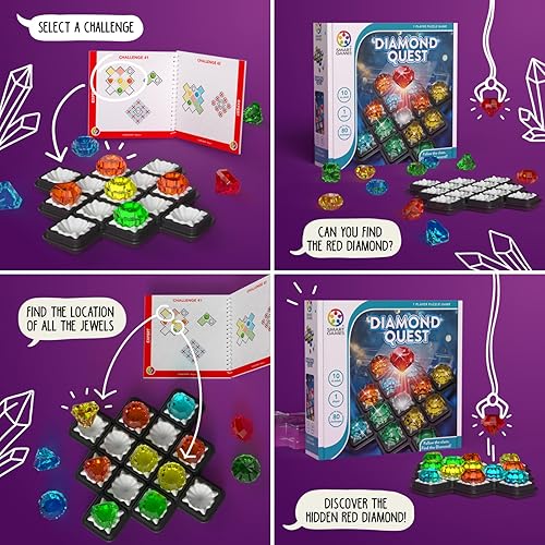 Miniatura 8 de SmartGames Diamond Quest - Juego de deducción con 80 desafíos para edades de 10 años, adulto