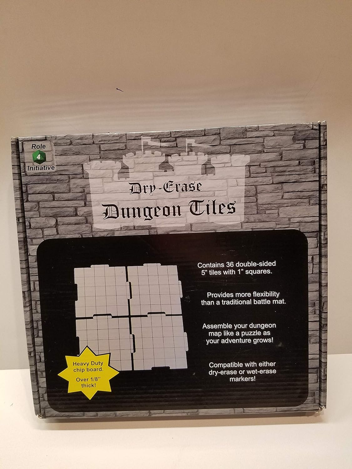 Dry Erase Dungeon Tiles, Set of 36 fiveinch interlocking squares for roleplaying