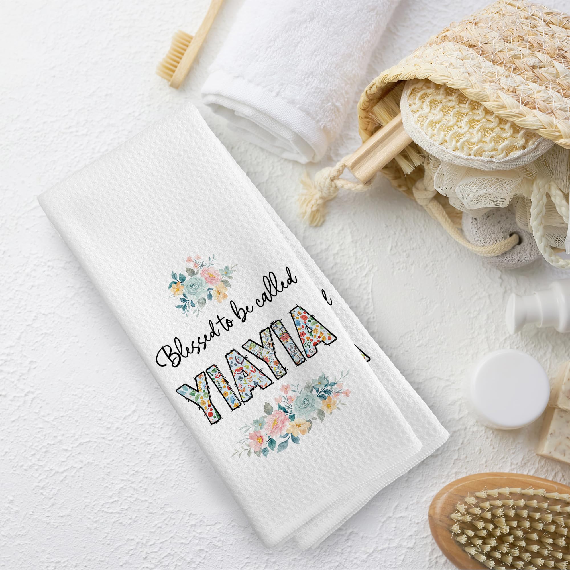 Yiayia Gifts Kitchen Towels, Yiayia Gifts from Grandkids Dish Towel Dishcloth 16x24 Inches, Grandma Gift for Mothers Day Decorative Absorbent Hand Tea Towels Decor