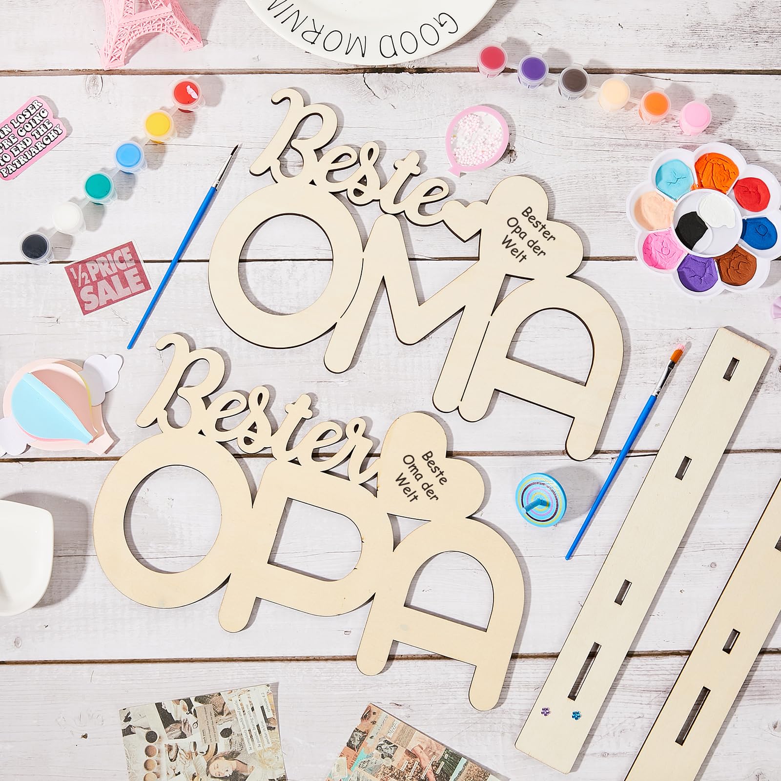 DIY Oma & Opa Fotorahmen Aus Holz – Bastelset Mit Farben & Strass, Personalisierbares Großeltern-Geschenk