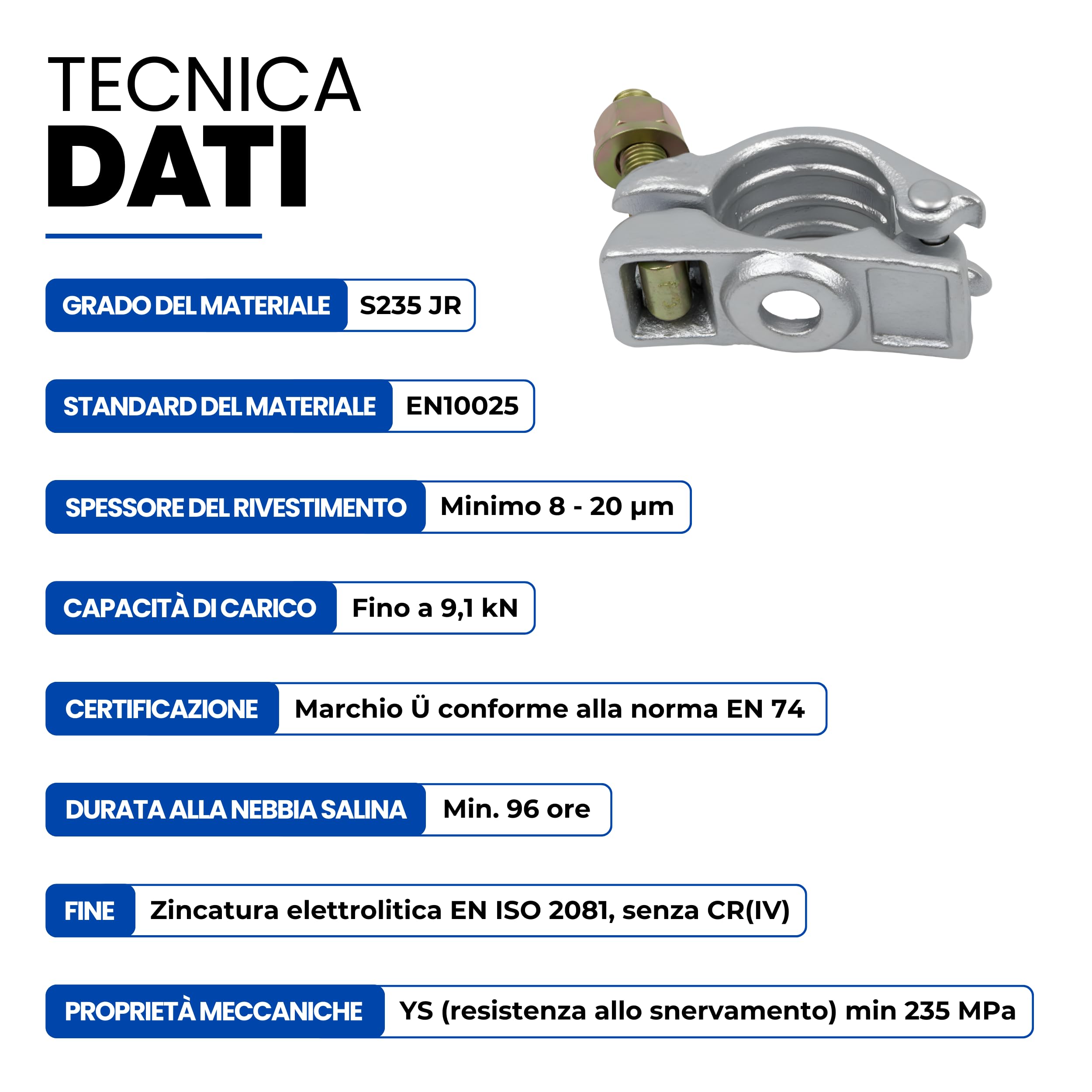 GeZu Impex Mezza Accoppiatore 48 x 48 mm Morsetto Elettroplaccato per Tubi di Costruzione in Acciaio per Impalcature Raccordo di Fissaggio per Giunti di Ponteggio