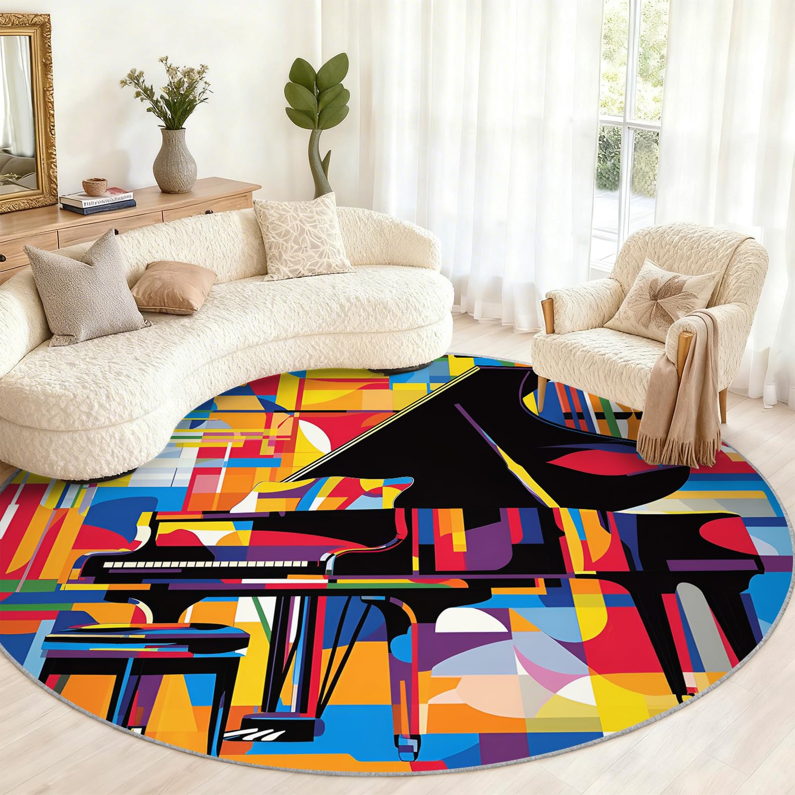 Tapis rond antidérapant 180 cm avec base haute adhérence