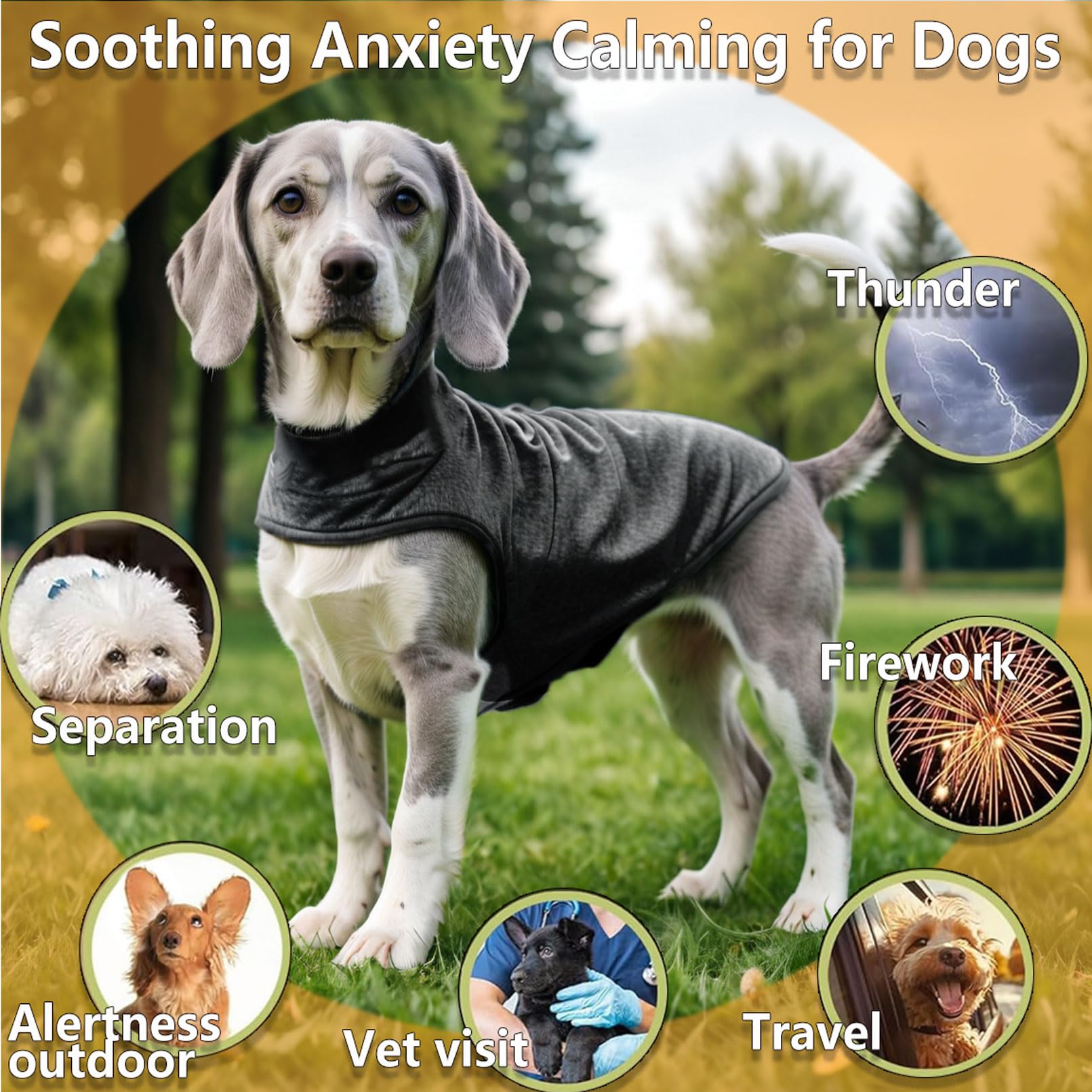 Cappotto Anti Ansia per Cane Acrilica Cappotto Calmante per Ansia Cane Cinghia con Chiusura a Strappo per Facile Indossare Elasticità Regolabile Attenuare Ansia Cane Lenitivo(Grigio Scuro XS)