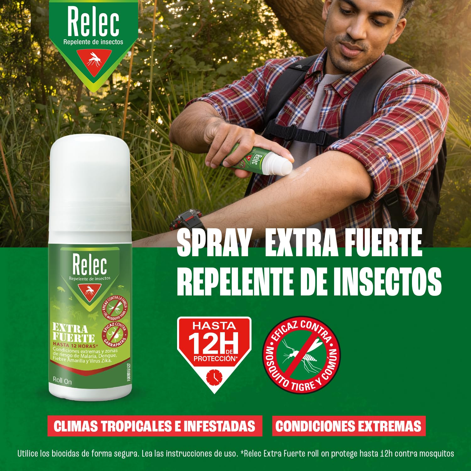 Relec Extra Fuerte Roll‑On Antimosquitos, Hasta 12 Horas de Protección, Eficaz Contra el Mosquito Tigre, Protección Contra las Picaduras de Mosquitos en Condiciones Extremas y Zonas Tropicales — view 2