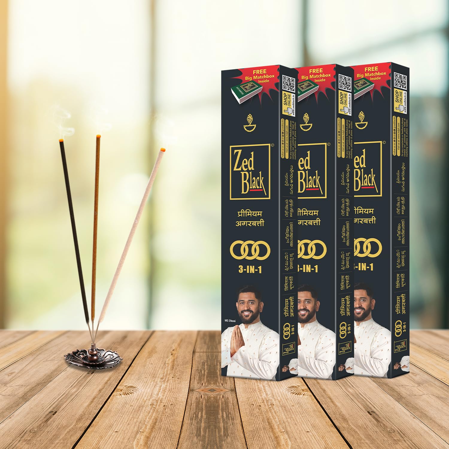 Zed Black 3-in-1 Incense Sticks Pack of 3 | Nature Inspired