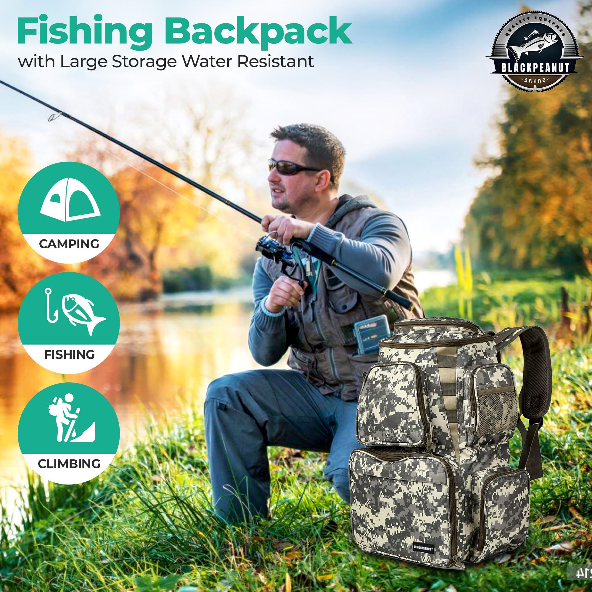 Plecak wędkarski - W zestawie pudełka wędkarskie. Przechowuj i porządkuj swoje akcesoria wędkarskie- Blackbass Weight, szczupak, karpfishing, surfing wędkarstwo z brzegu.