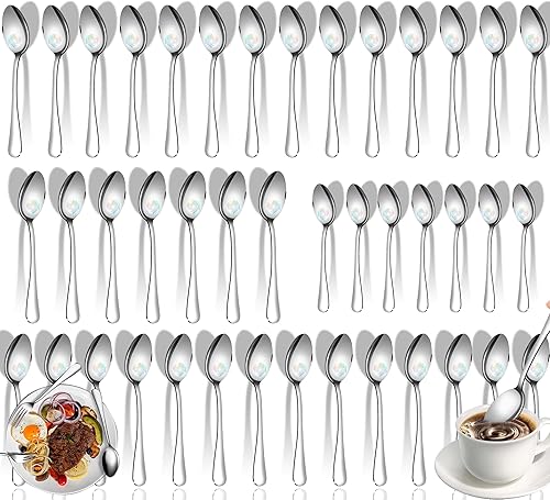 Juego de 40 cucharas, cucharas de cena y cucharas de café, cucharadas de acero inoxidable y cucharas de té, cubiertos pulidos con espejo, juego de