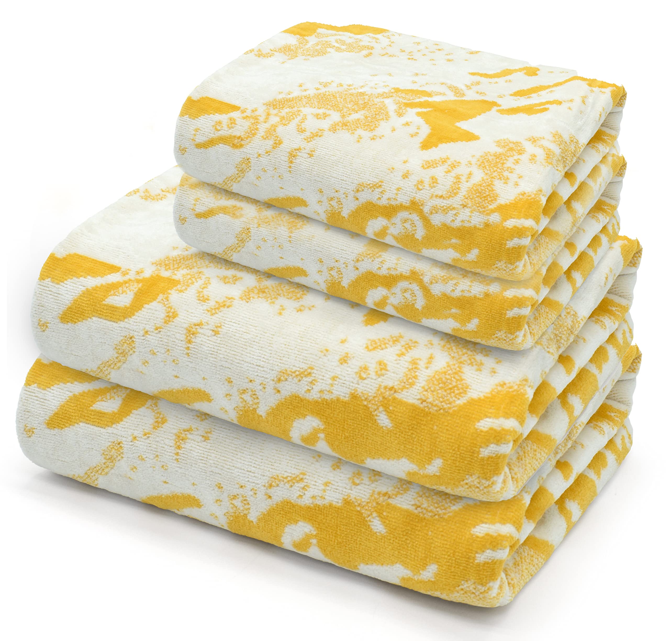 Velosso 4pce 100% Cotton Towel Bale Set Striped Ombre Hand Bath (Marble Gold)