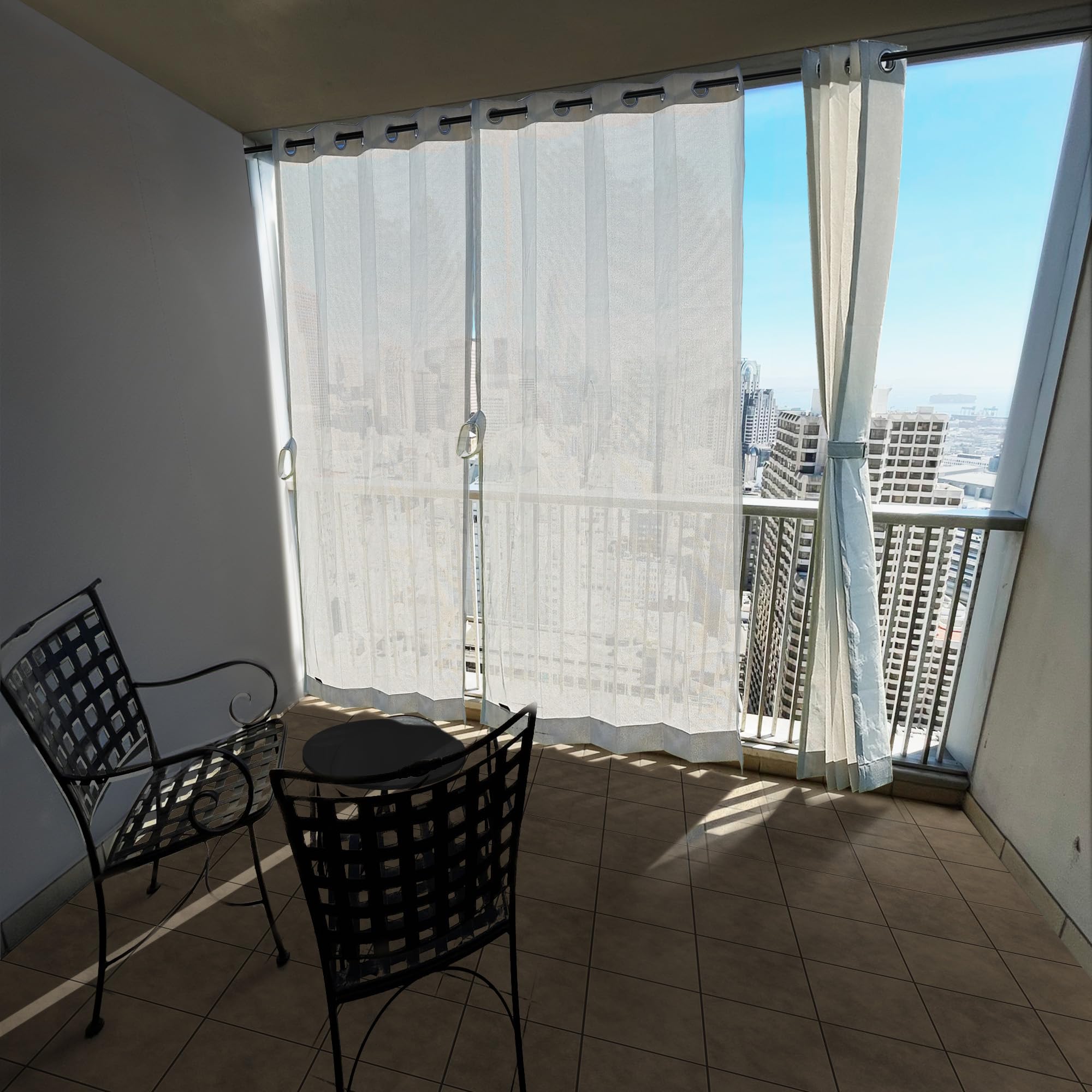 Outdoor Sun Blocking Balcony Curtains - Beige -16