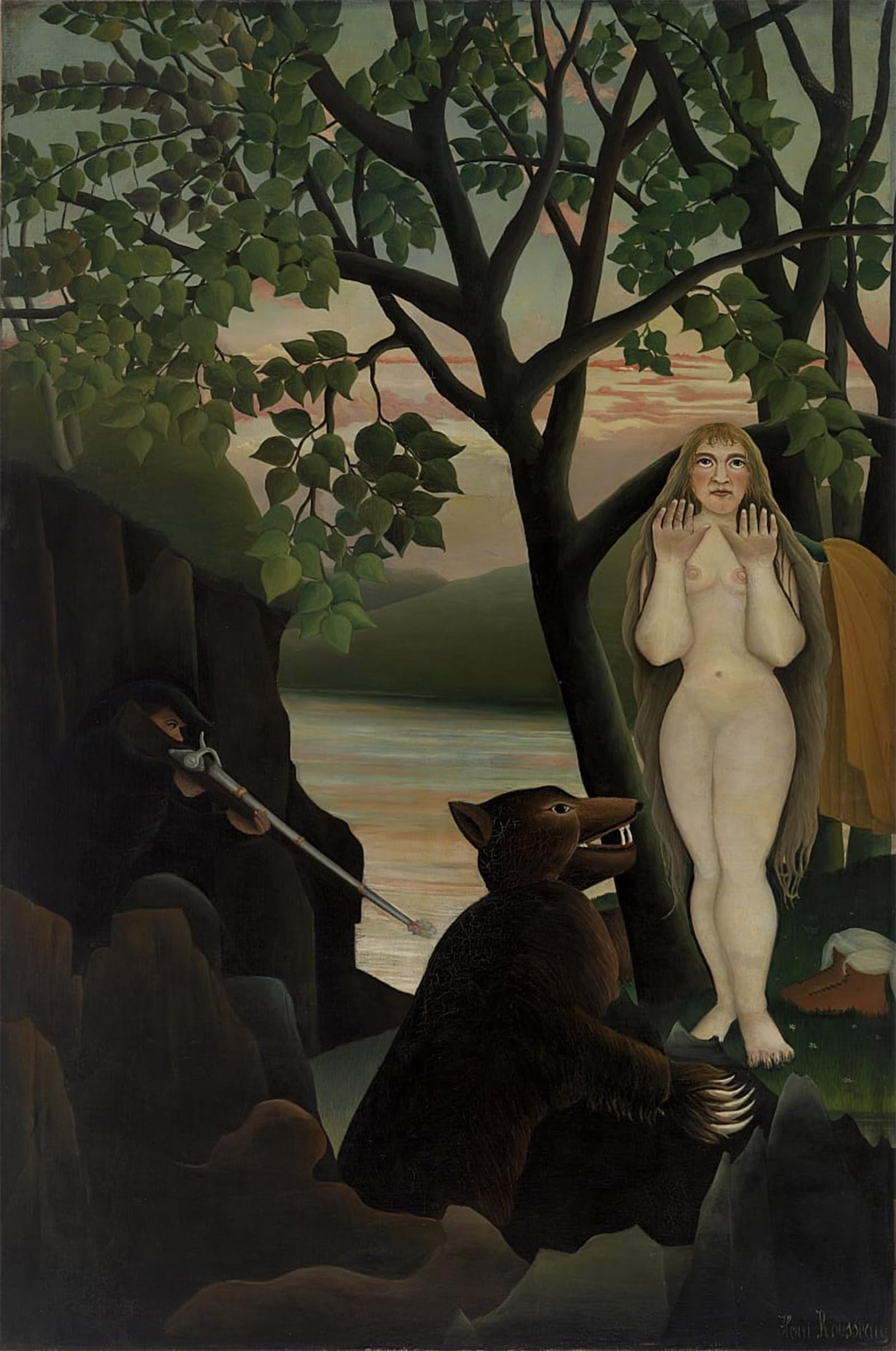 ARTXLXXBN Famous Painting Canvas Artwork Graffiti Print Surprise by Henri Rousseau Portrait Canvas Image for Home Decor 60x90cm