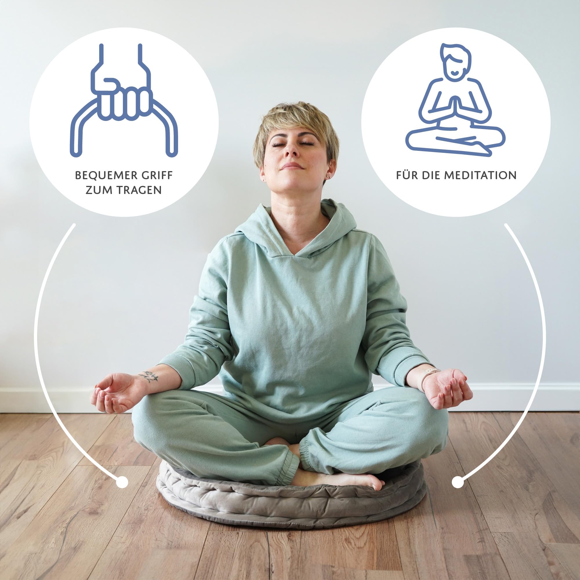 Cuscino Da Meditazione Rotondo - Imbottito In Kapok, 30x30 Cm, Per Yoga E Seduta A Terra - Foto 2