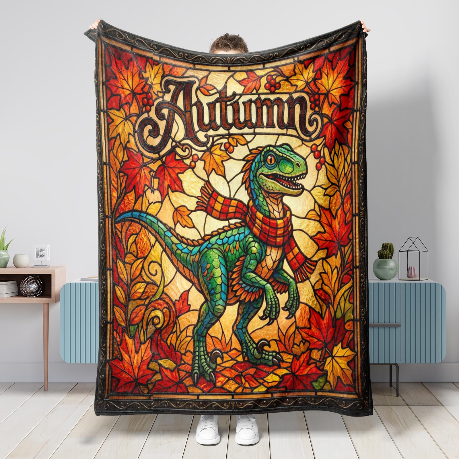 Couverture dinosaure en flanelle 152x203cm pour décoration chambre