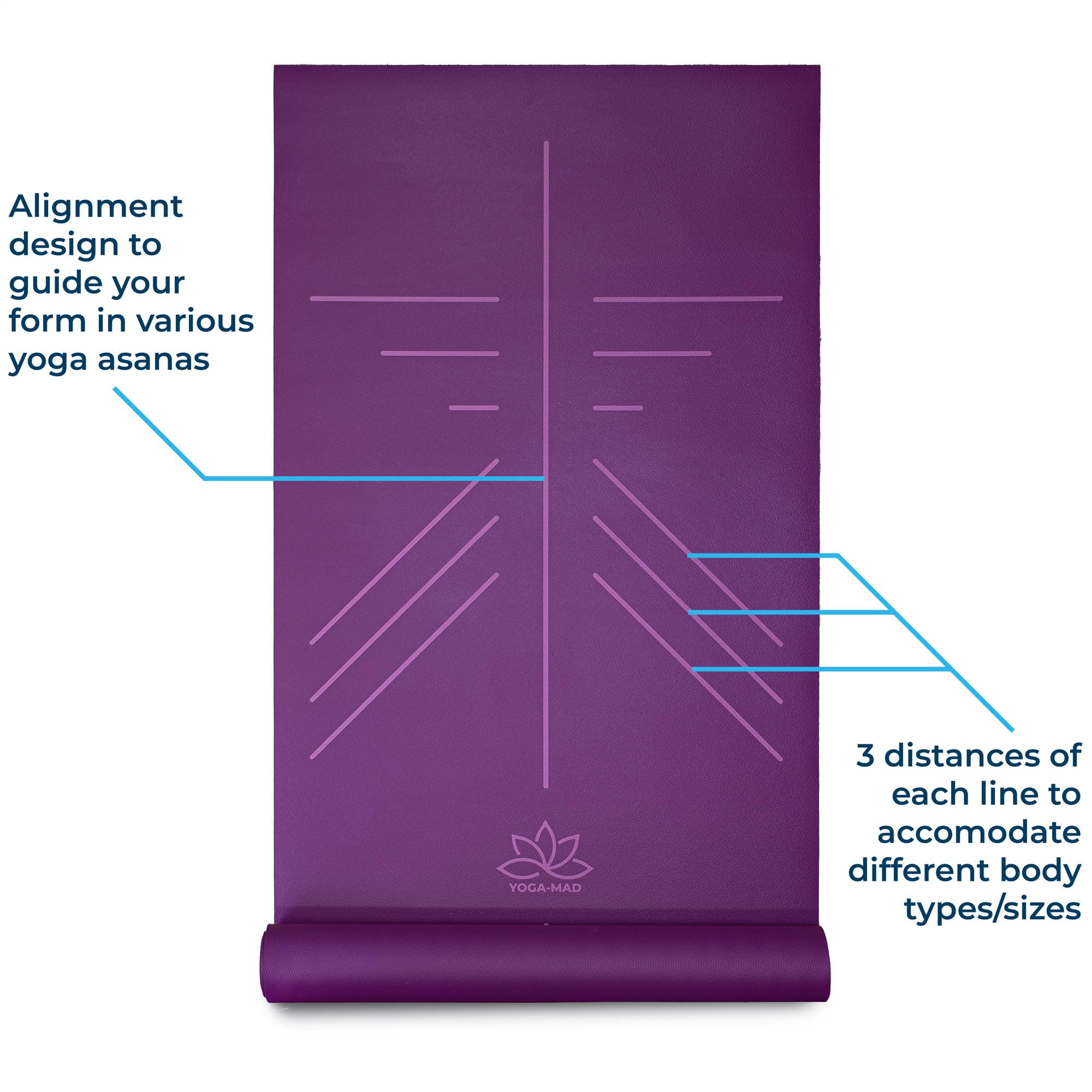 Yoga-Mad SureGrip Eco Alignment Yoga Mat, Purple - Image 3