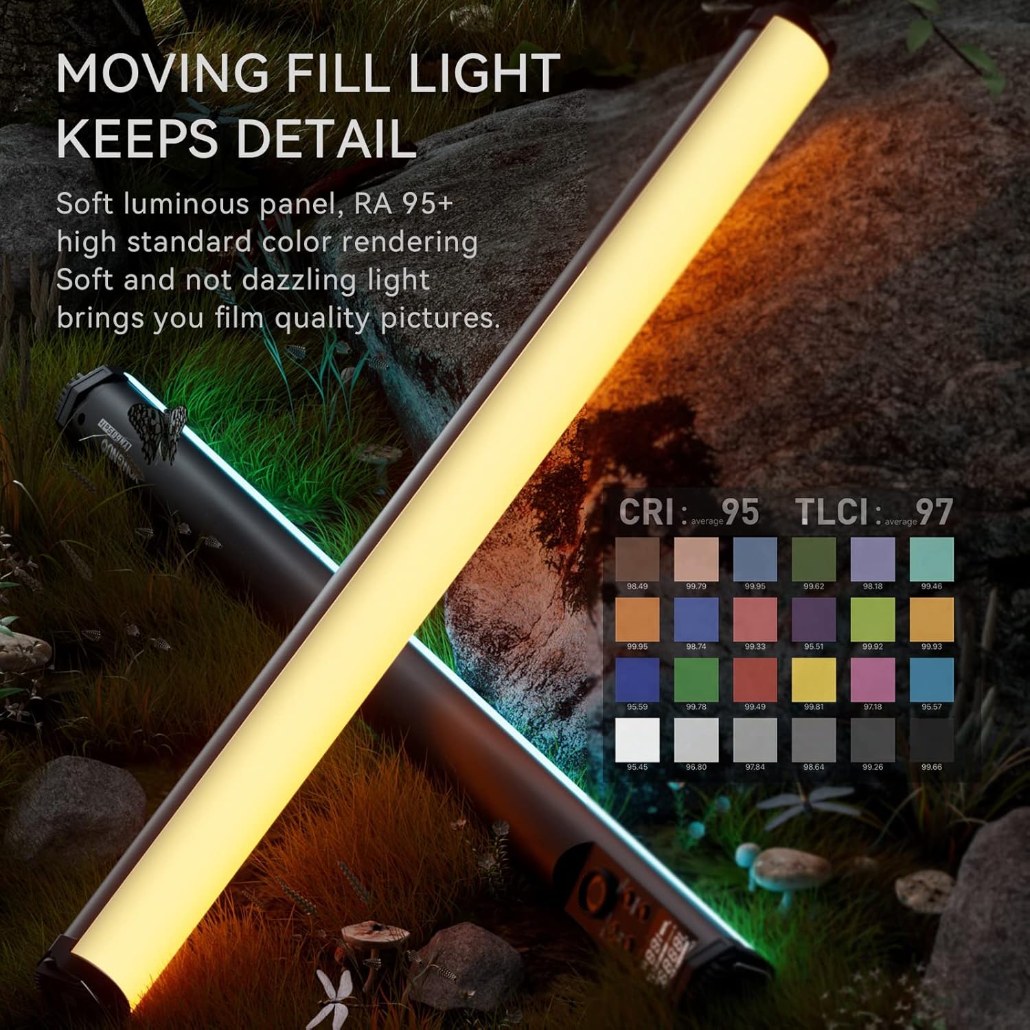 Contents of the Yongnuo YN100 Soft LED Video Light package, including the light wand, power adapter, tube clip, and carry bag.