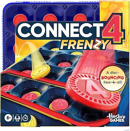 Connect 4 Frenzy Game | Bounce Discs 4 The Win | Family Party Games for Kids, Teens, and Adults | Ages 8+ | 2 to 6 Players | 10 Mins. | Portable Games | Christmas Stocking Stuffers