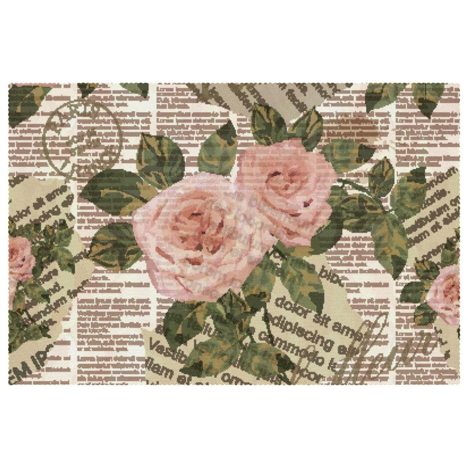 Set de table en tissu Oxford de qualité supérieure décor floral durable pour salle à manger