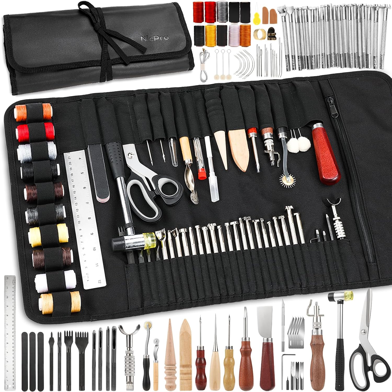 Nicpro 85 PCS Leather Working Tools Kit with Storage Bag