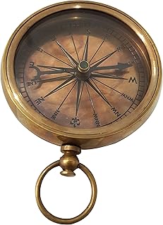 Vintage Antique Brass Finish Compass Portable Small Pocket Compass Directional Navigational Instrument Device
