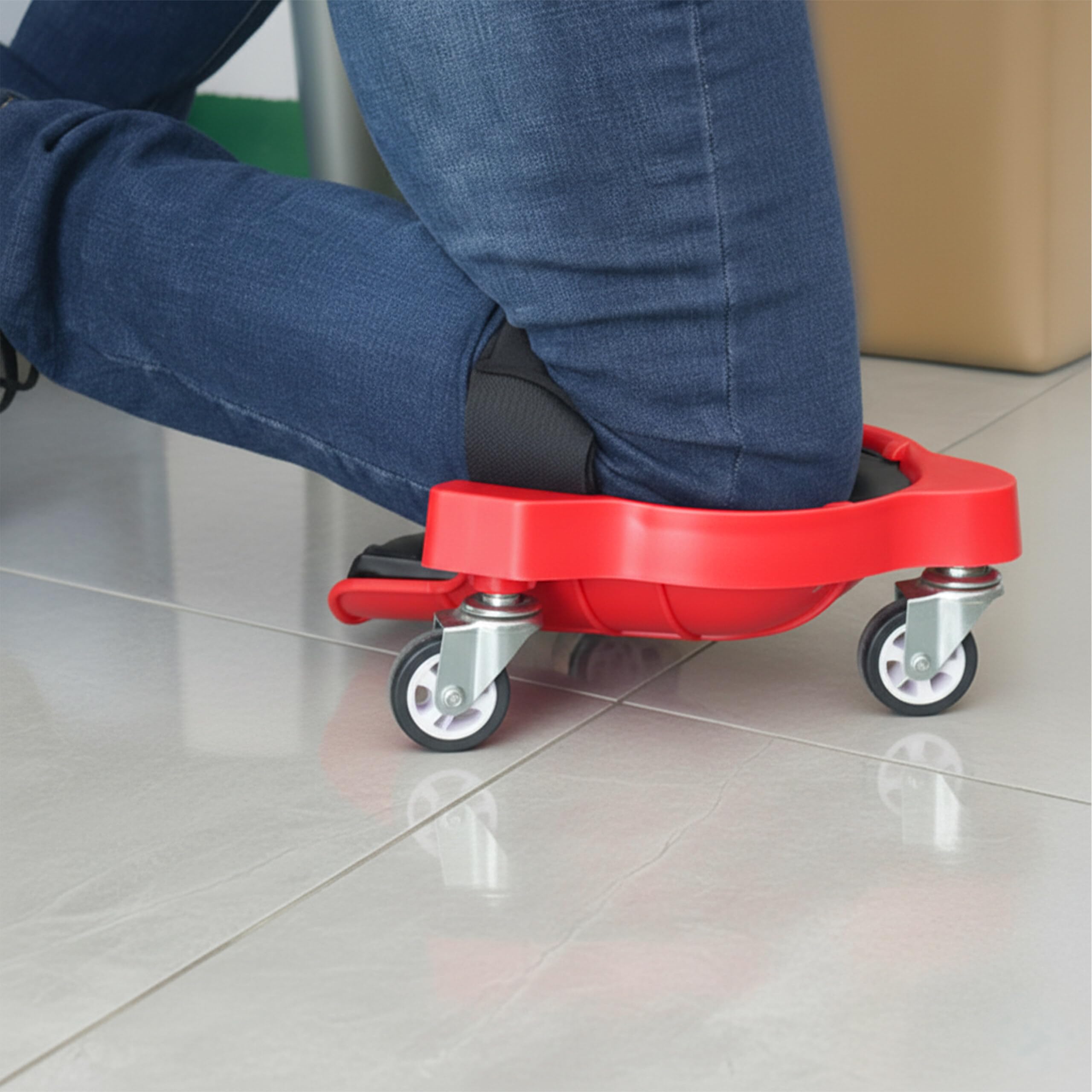 Relaxdays Rodilleras con Ruedas hasta 100 kg, protección Articular, 22 x 29,5 cm, Rojas