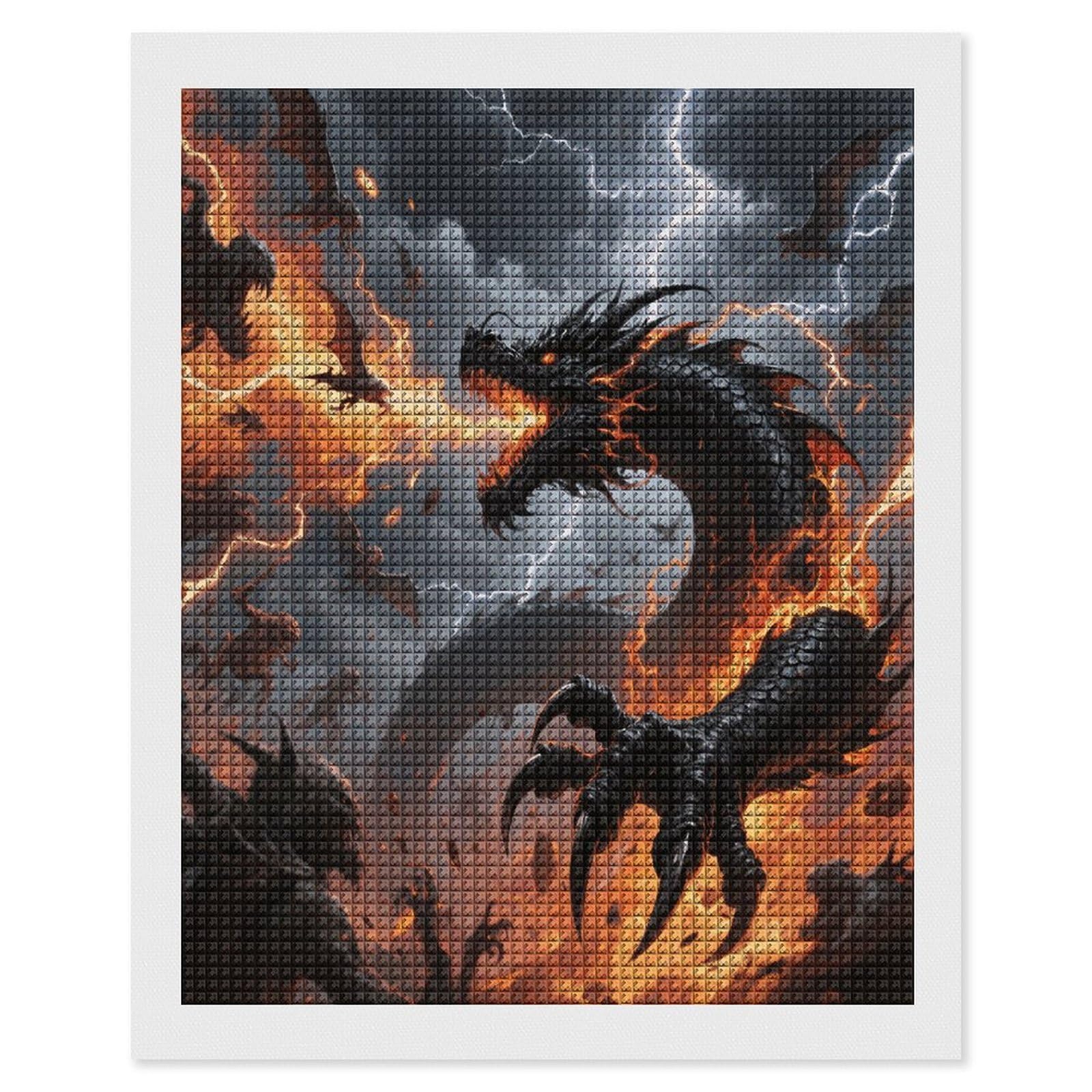 Yuxbvkrs Dragon Diamond Painting Kits For Adults, Diamond Art Pictures, Synthetic Fiber Cloth Diy 5D Gem Art Painting For Beginners Home Wall Decor 40X50cm