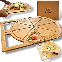 Vista 1 de Pala de Pizza de Madera 2 en 1 y Tabla de Cortar de Bambú Tabla de Pala de Pizza de Doble Agarre para Hornear, Espátula de Pizza y Tabla de Cortar
