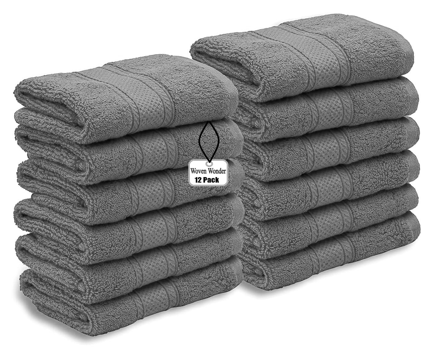 Wovenwonder Charcoal 12 X Cotton Face Cloth Towels 100% Egyptian Cotton -500Gsm Super Soft Flannels Washcloths (30 X 30 Cm) Fingertip Gym Towels Facial Cloths (Charcoal)