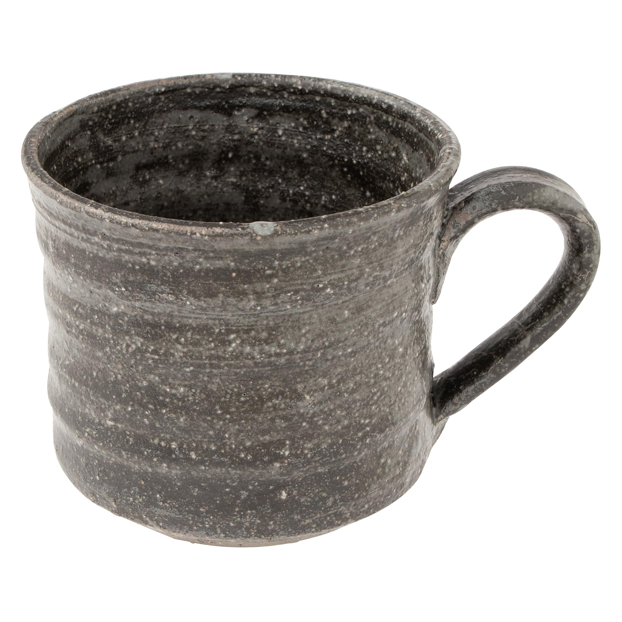 Shigaraki Ware Hechimon Large Mug Black Ceramic 12.5oz Handmade Japan Marui