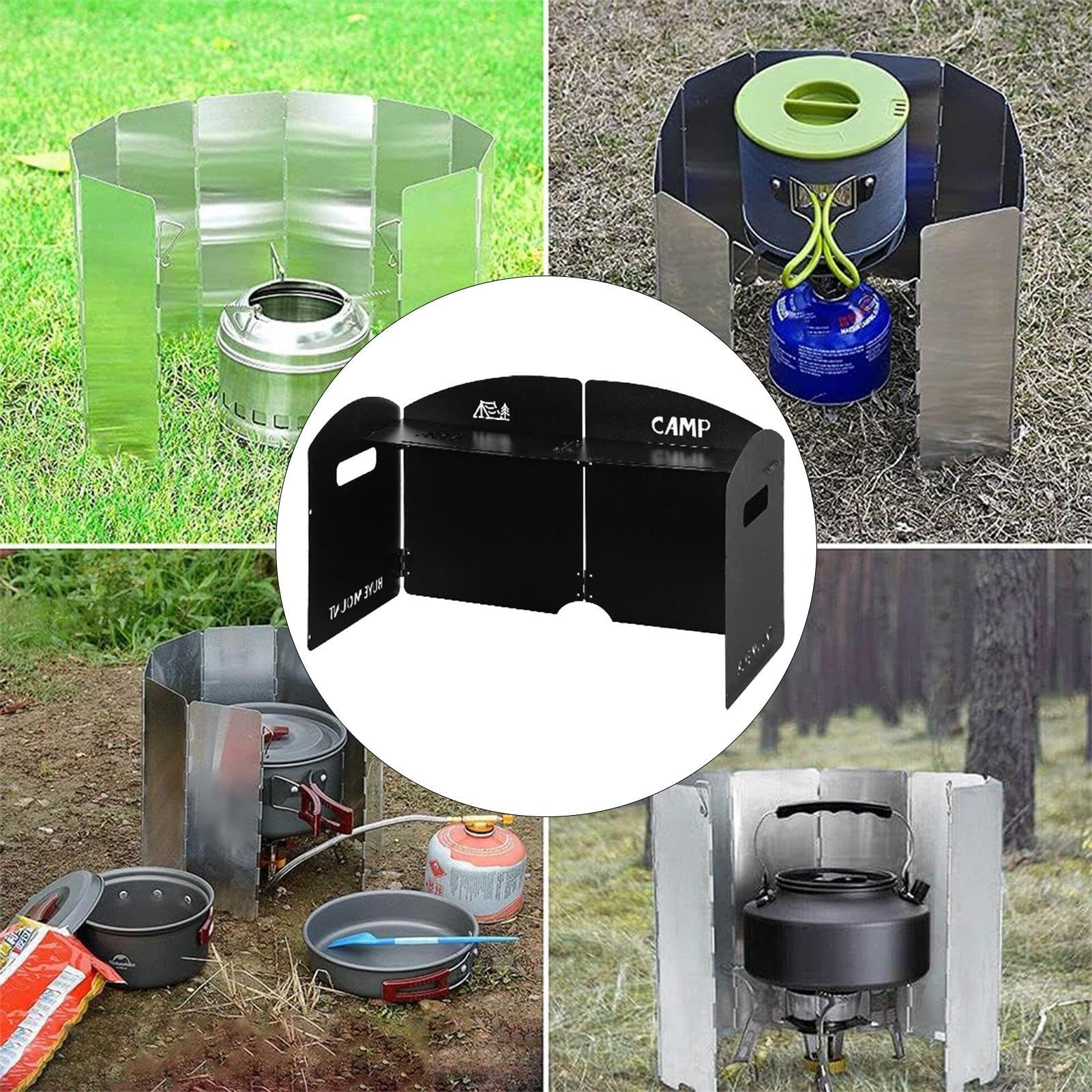 Paravento per Fornello da Campeggio Riflettore Parvento Pieghevole | Paravento Per Uso Esterno Per Fuoco Da Campo Griglia Picnic Cucina BBQ E Escursionismo