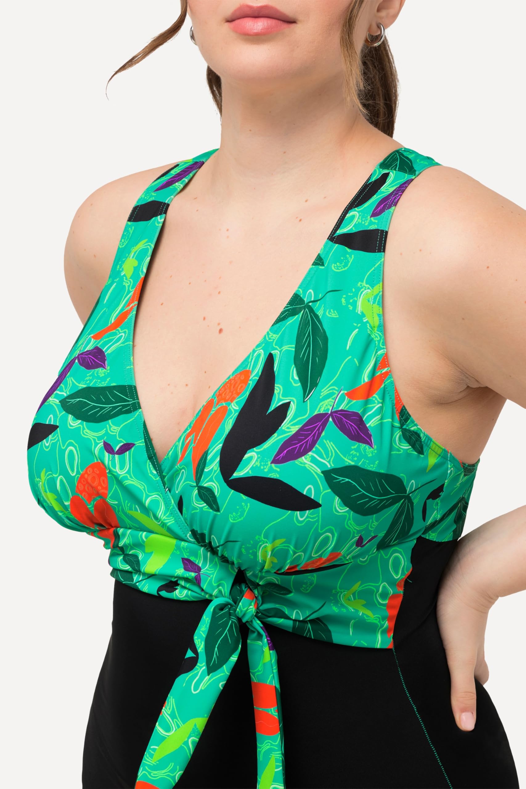 Ulla Popken Femme Grandes Tailles Maillot de Bain Aspect Dos Nu. Nœuds et Bonnets Souples 827767