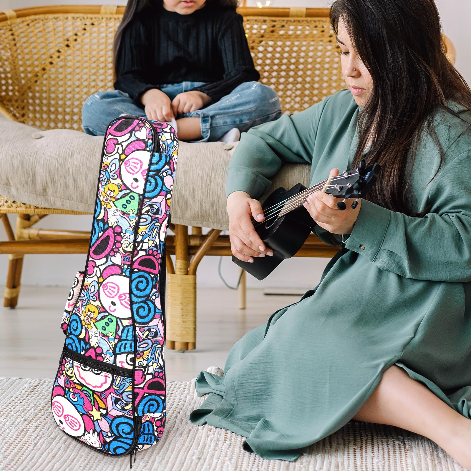 YARNOW Funda para Ukelele de 21 Pulgadas Acolchado Grueso Bolsa para Ukelele Ligera y Resistente Mochila de Transporte Correas Ajustables para Conciertos y Uso Portátil