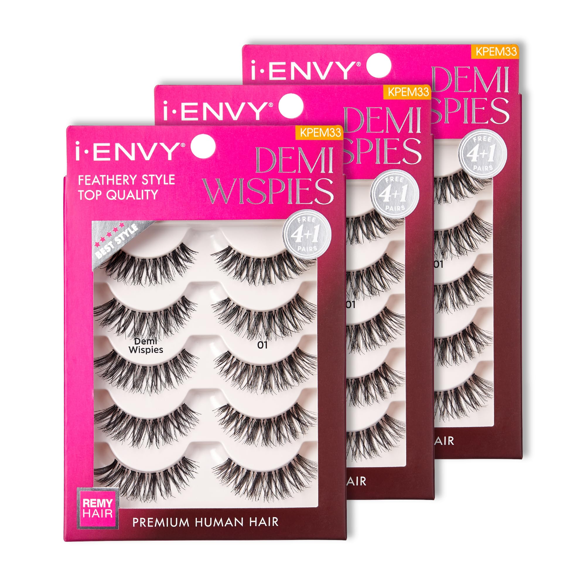 15 Pairs Demi Wispies False Lashes (3 Pack), Premium Quality 100% Human Hair, Fluffy Feathered Eyelashes with Volume & Curl, Natural Look, Lightweight, Comfortable, Reusable for Everyday Wear