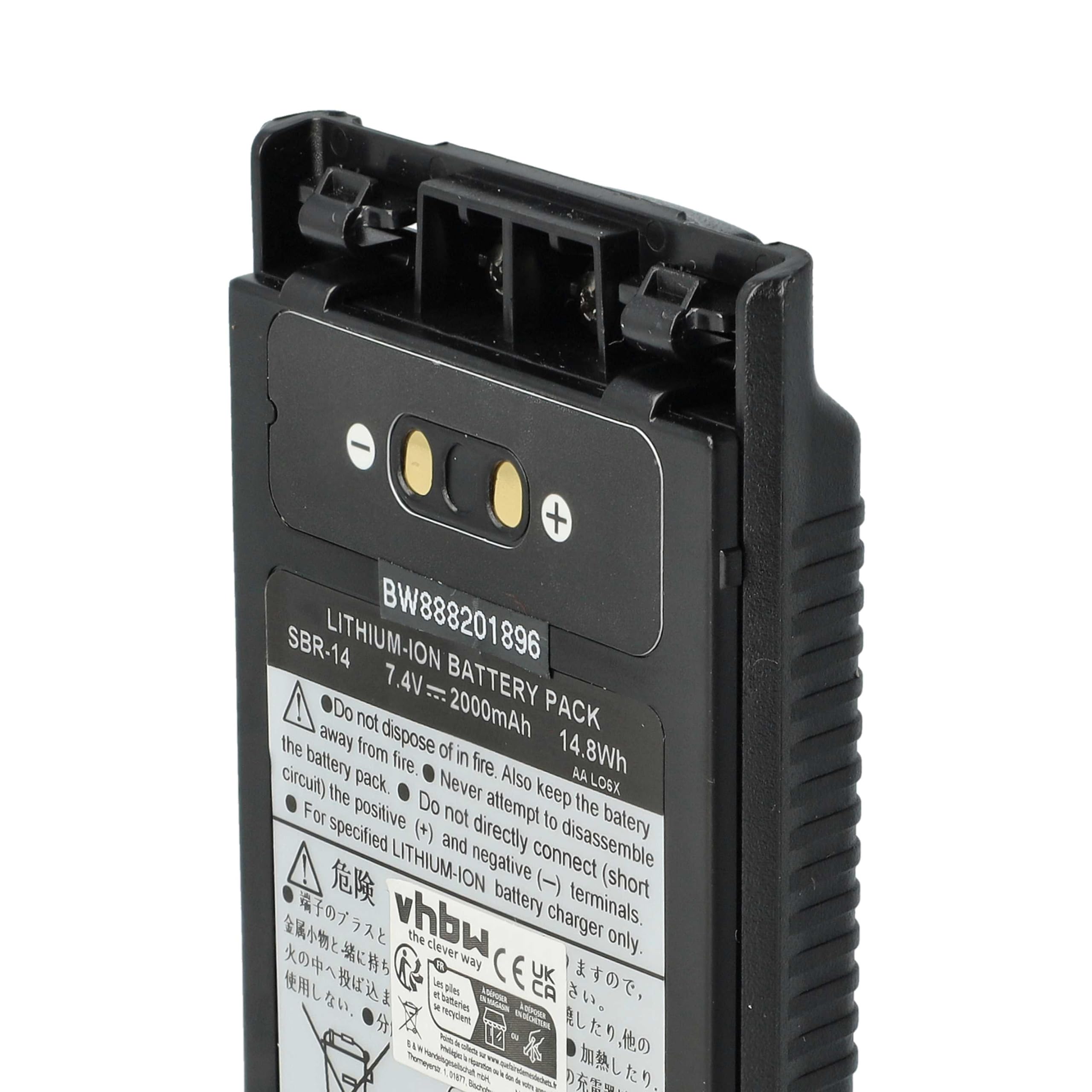 vhbw batteria compatibile con Yaesu FT-2DR, FT-1DR, VX-8R, FT-5D, FT-8DR, FT-3D, VX-8GR, VX-8DR radio (2000mAh, 7,4V, Li-Ion)